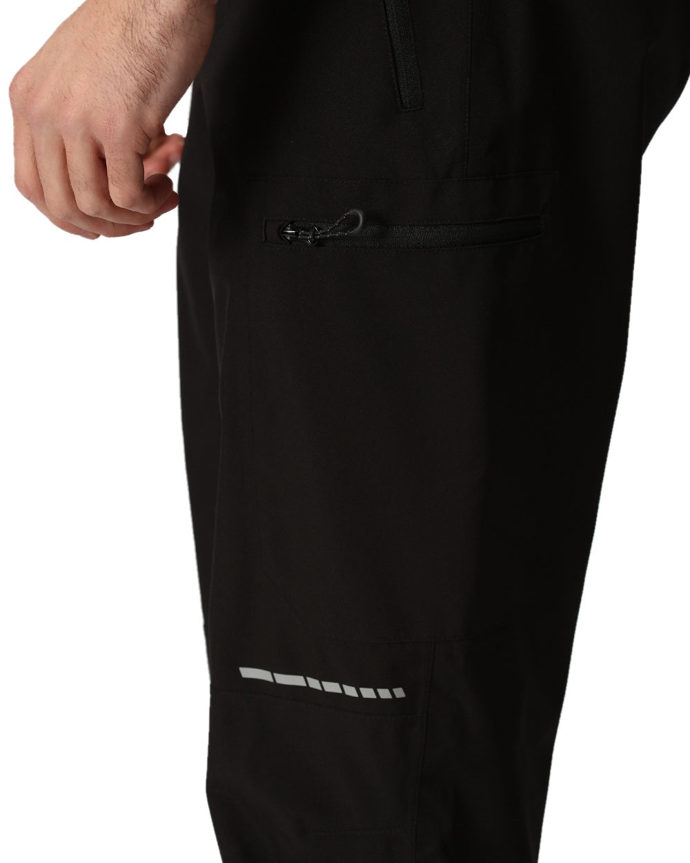 Black coloured Regatta Mens X-Pro Beacon Waterproof Trouser on white background 