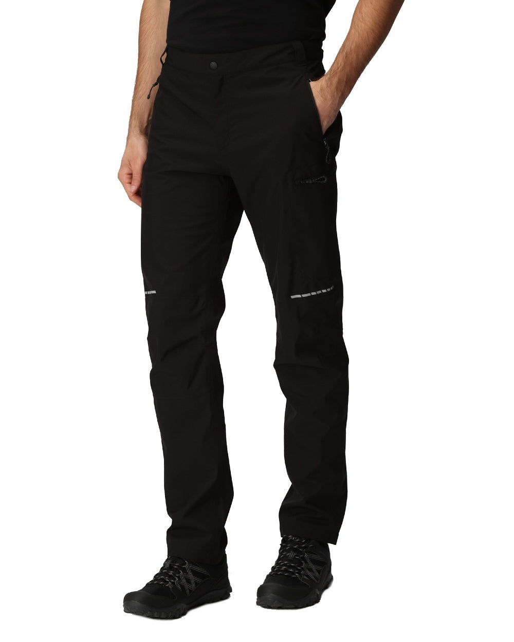 Black coloured Regatta Mens X-Pro Beacon Waterproof Trouser on white background 
