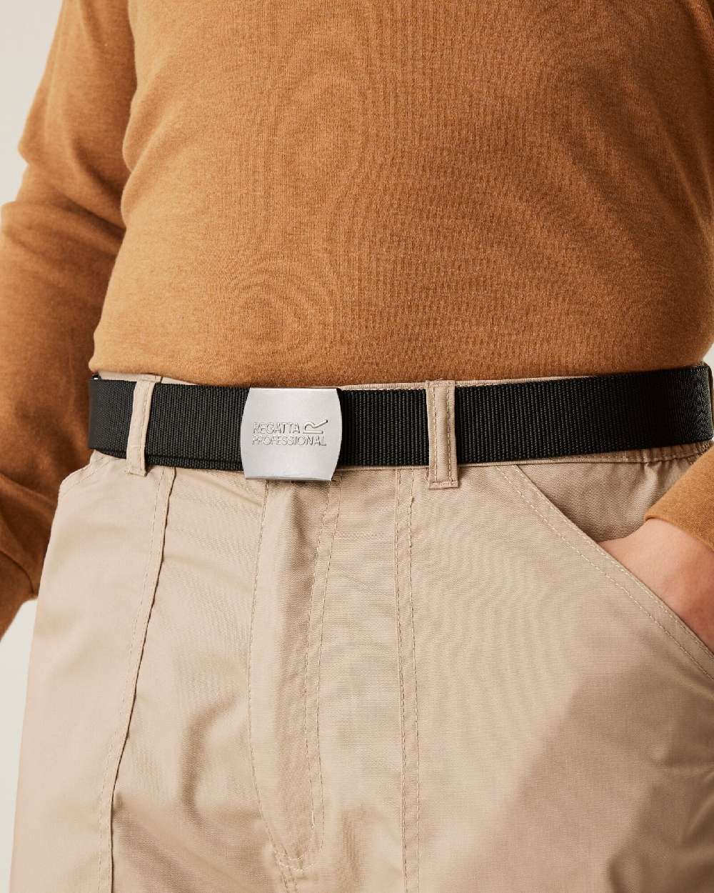 Black coloured Regatta Premium Workwear Belt on white background