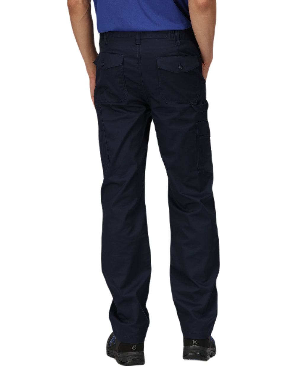 Navy coloured Regatta Pro Cargo Trousers on white background 