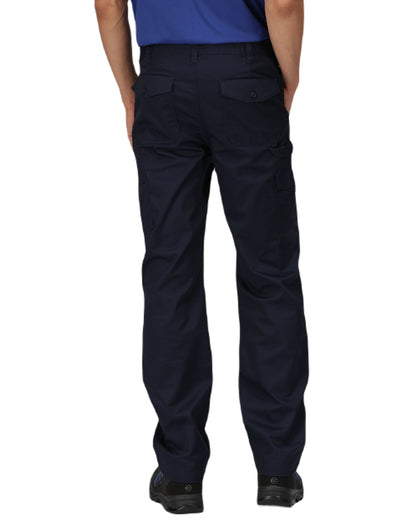 Navy coloured Regatta Pro Cargo Trousers on white background 