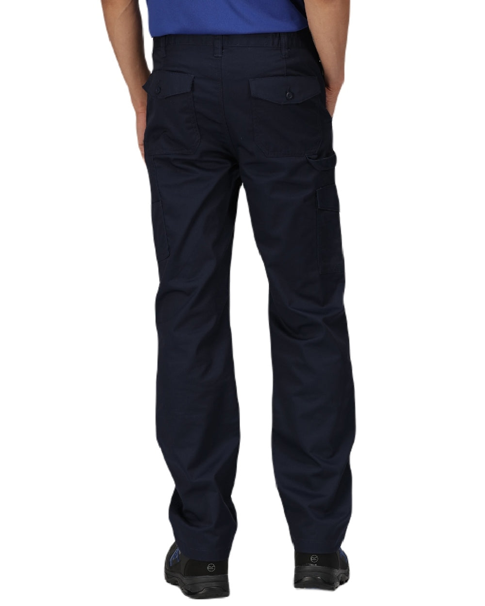 Navy coloured Regatta Pro Cargo Trousers on white background 