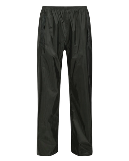 Dark Olive Coloured Regatta Pro Stormbreak Waterproof Overtrousers on white background 