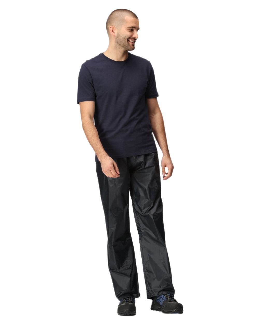Navy Coloured Regatta Pro Stormbreak Waterproof Overtrousers on white background 