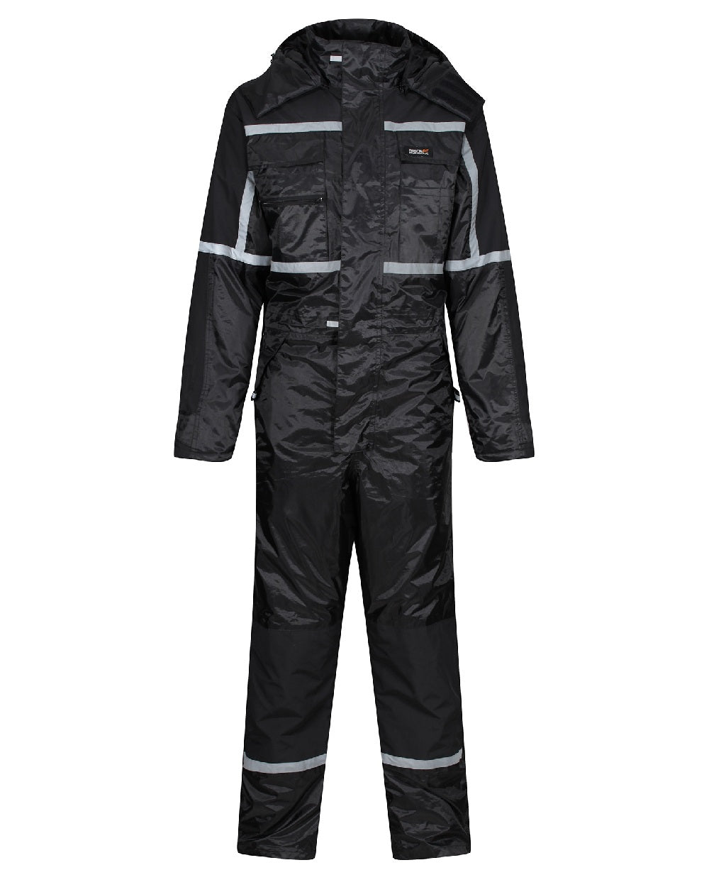 Black coloured Regatta Pro Waterproof Insulated Coverall on white background 