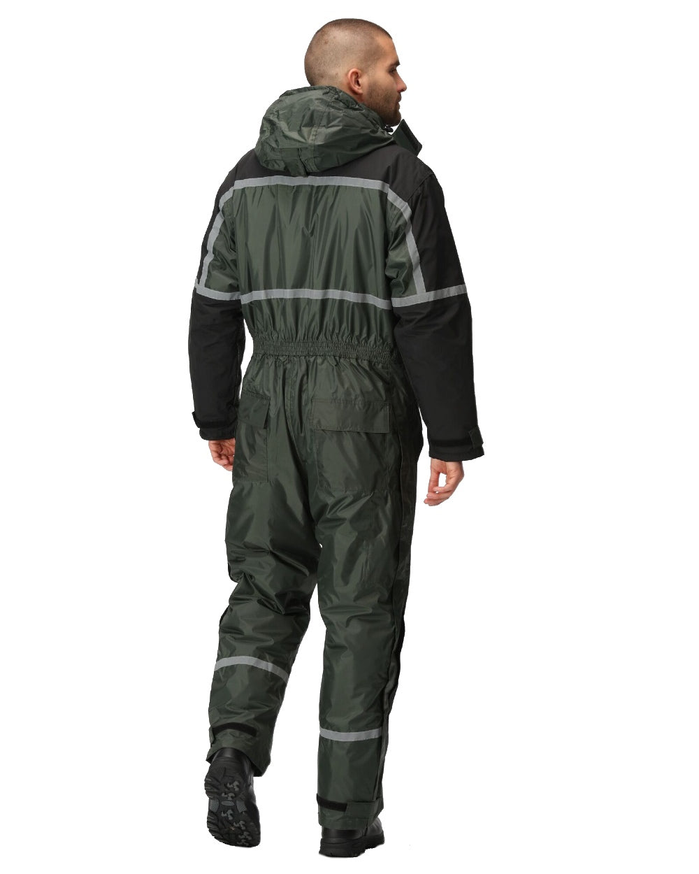 Olive coloured Regatta Pro Waterproof Insulated Coverall on white background 