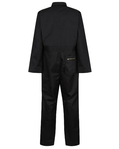 Black coloured Regatta Pro Zip Fasten Coverall on white background 