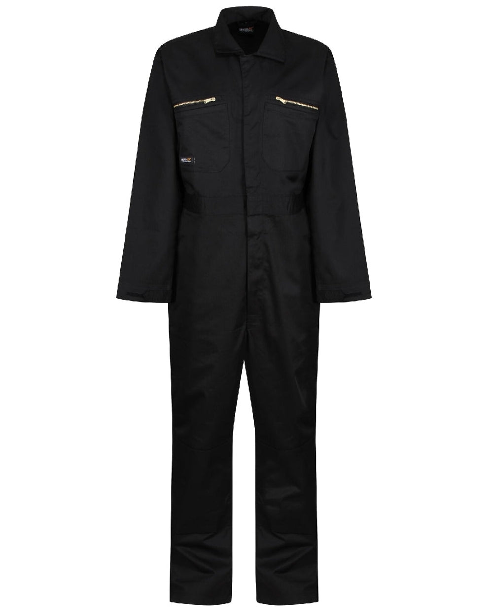 Black coloured Regatta Pro Zip Fasten Coverall on white background 