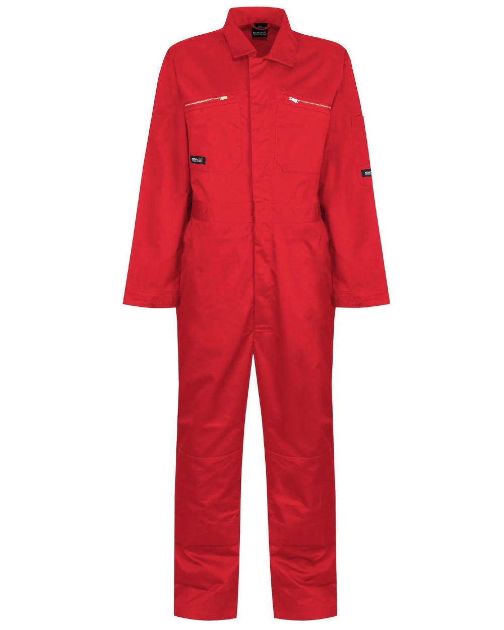 Classic Red coloured Regatta Pro Zip Fasten Coverall on white background 