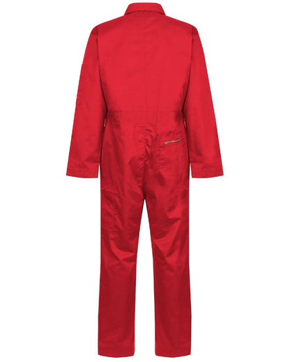 Classic Red coloured Regatta Pro Zip Fasten Coverall on white background 