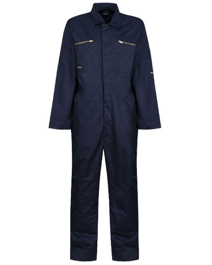 Navy coloured Regatta Pro Zip Fasten Coverall on white background 