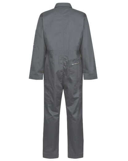 Seal Grey coloured Regatta Pro Zip Fasten Coverall on white background 