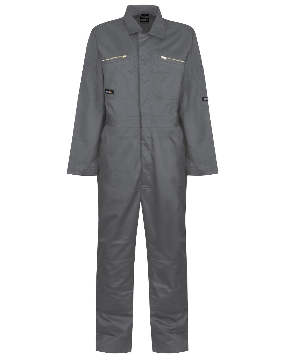 Seal Grey coloured Regatta Pro Zip Fasten Coverall on white background 