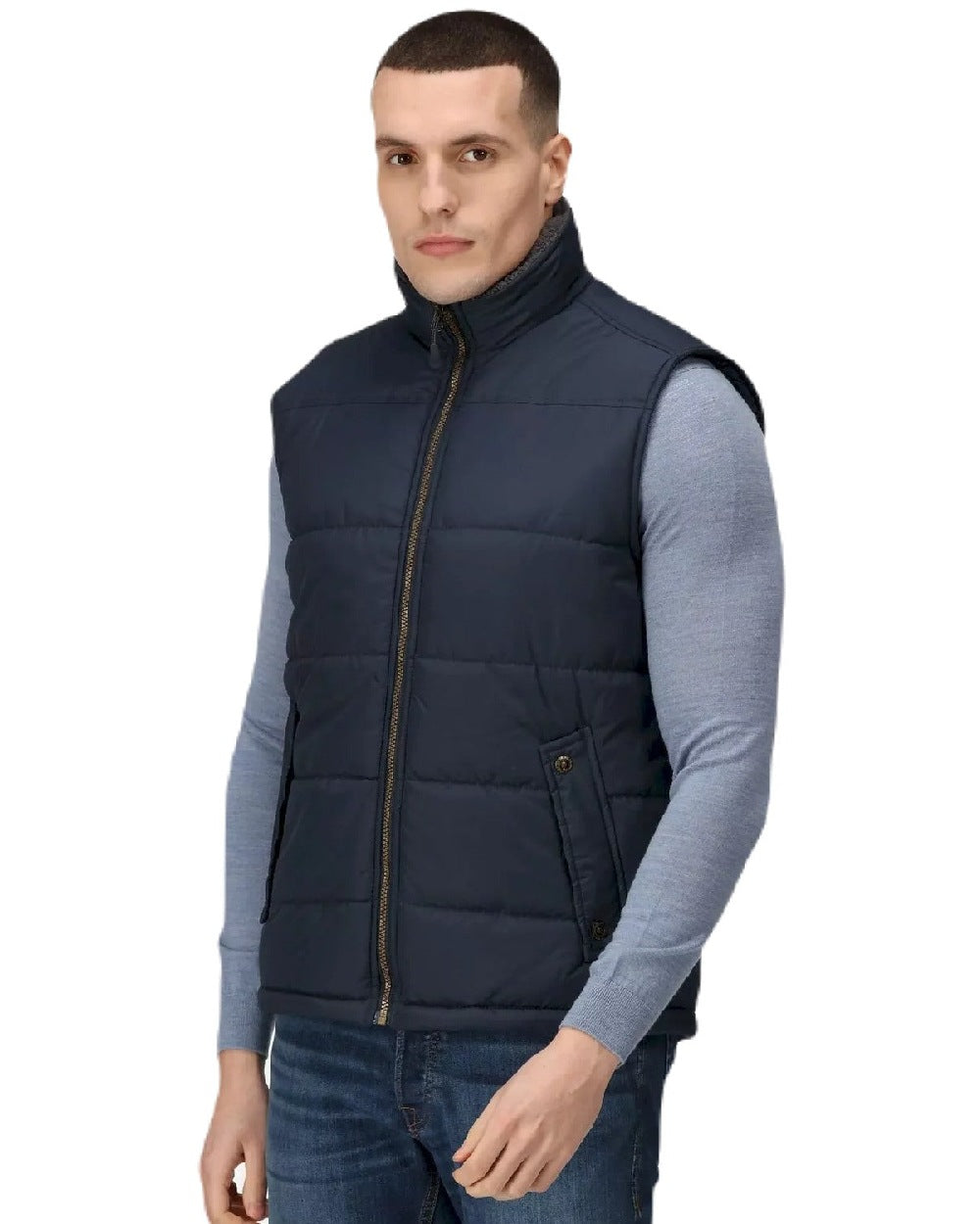 Navy coloured Regatta Professional Altoona Insulated Quilted Gilet on white background 