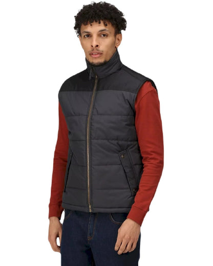 Seal Grey Black coloured Regatta Professional Altoona Insulated Quilted Gilet on white background 