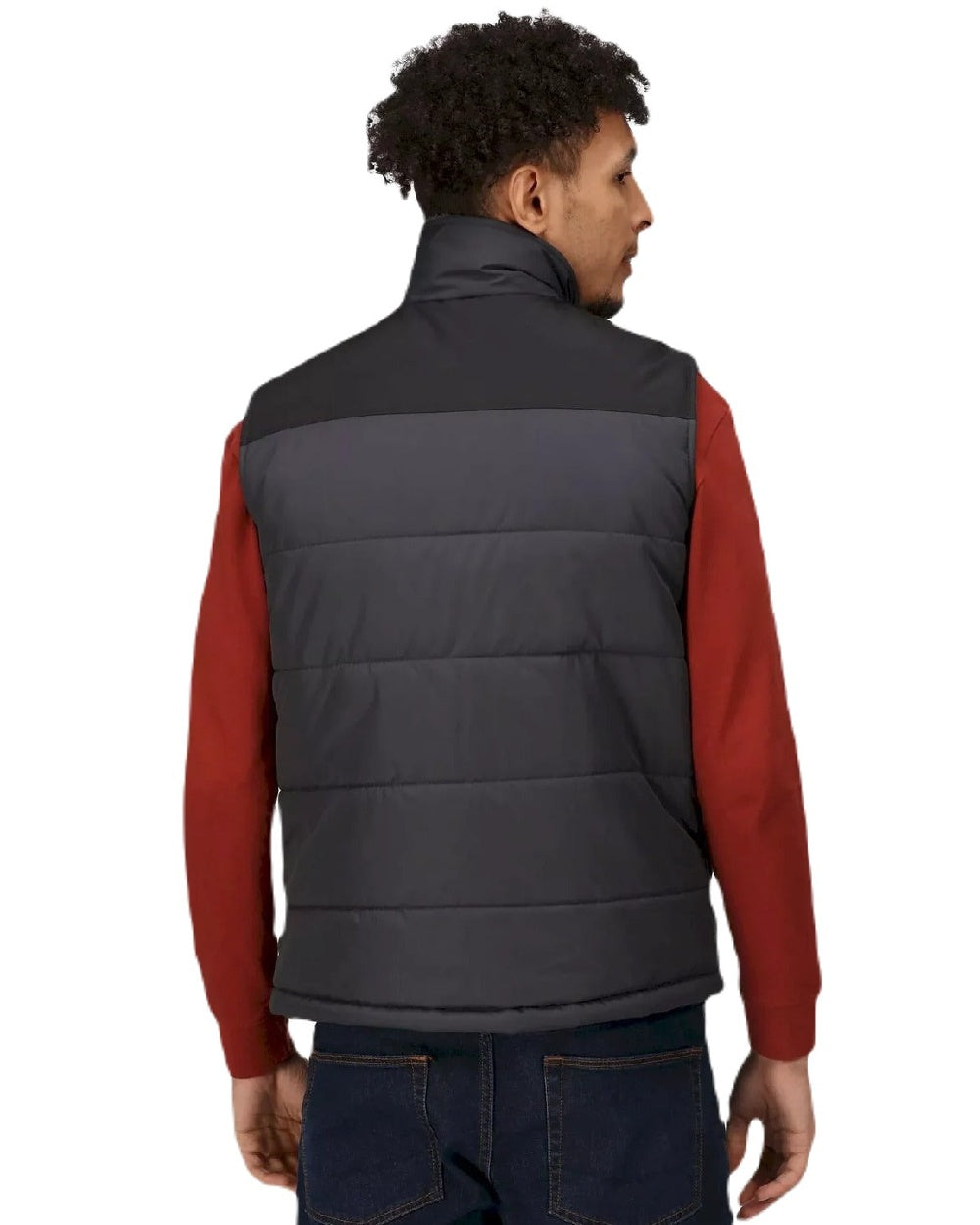 Seal Grey Black coloured Regatta Professional Altoona Insulated Quilted Gilet on white background 