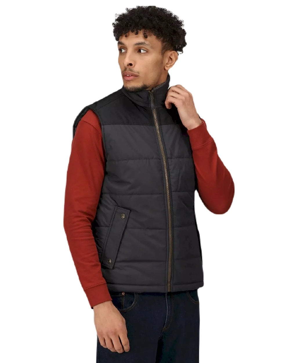 Seal Grey Black coloured Regatta Professional Altoona Insulated Quilted Gilet on white background 