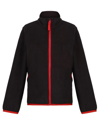 Black coloured Regatta Professional Childrens Full Zip Micro Fleece Jacket on white background 