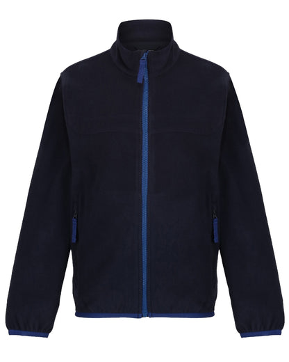 Navy coloured Regatta Professional Childrens Full Zip Micro Fleece Jacket on white background 