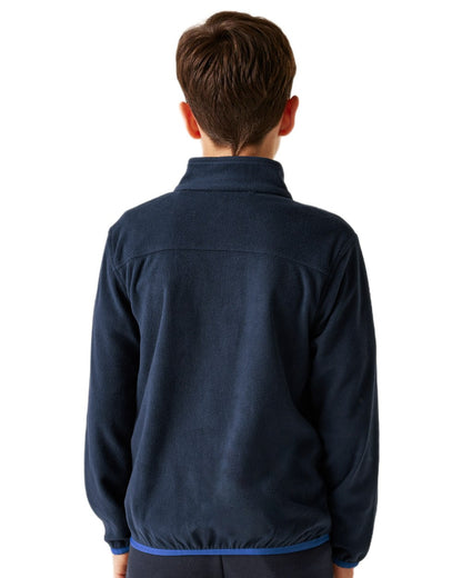 Navy coloured Regatta Professional Childrens Full Zip Micro Fleece Jacket on white background 