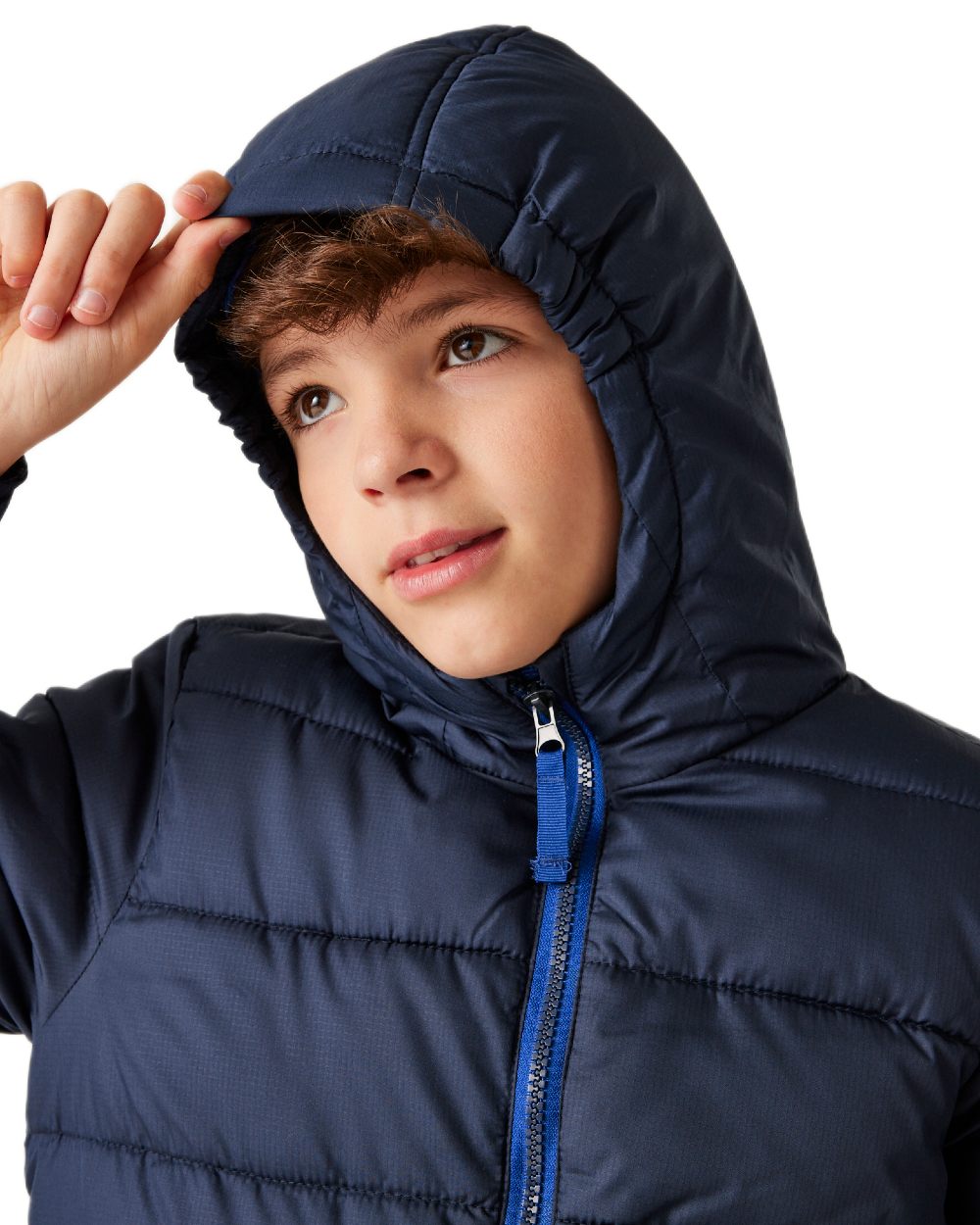 Navy New Royal coloured Regatta Professional Childrens Thermal Jacket on white background 