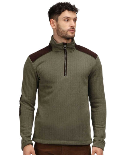 Dark Khaki Coloured Regatta Professional Holbeck Half Zip Fleece on white background 