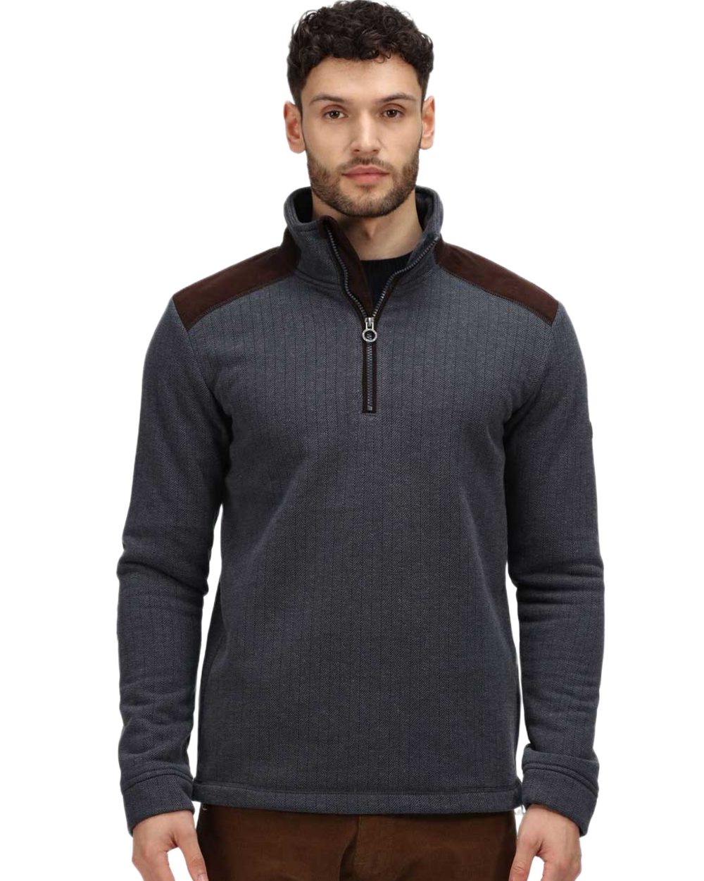 Navy Coloured Regatta Professional Holbeck Half Zip Fleece on white background 