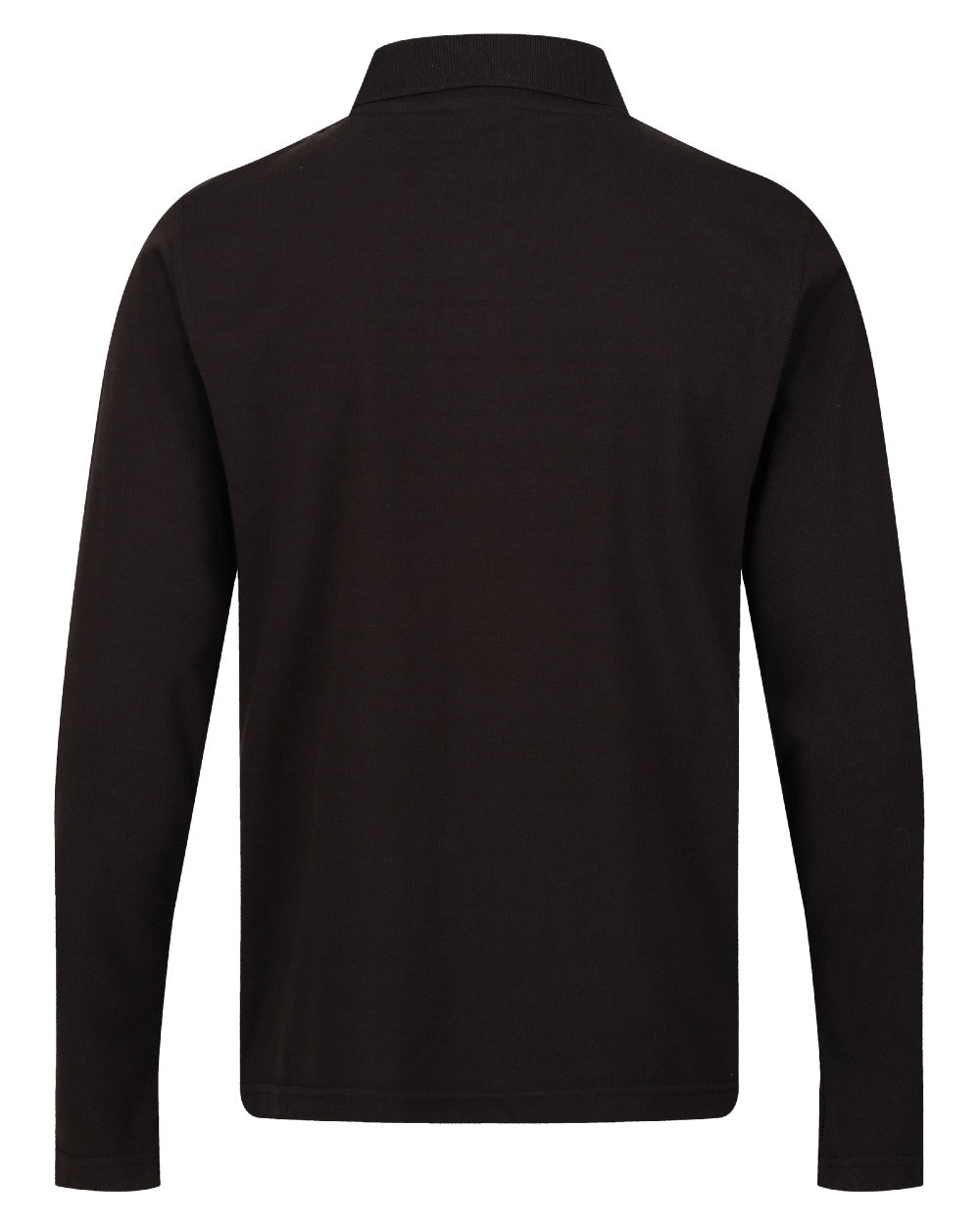 Black coloured Regatta Professional Mens 65/35 Long Sleeves Polo Top on white background 