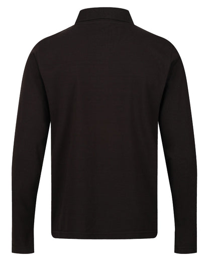 Black coloured Regatta Professional Mens 65/35 Long Sleeves Polo Top on white background 