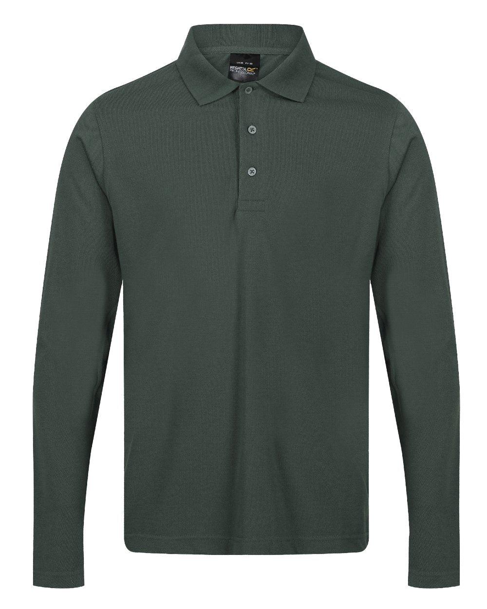 Dark Green coloured Regatta Professional Mens 65/35 Long Sleeves Polo Top on white background 