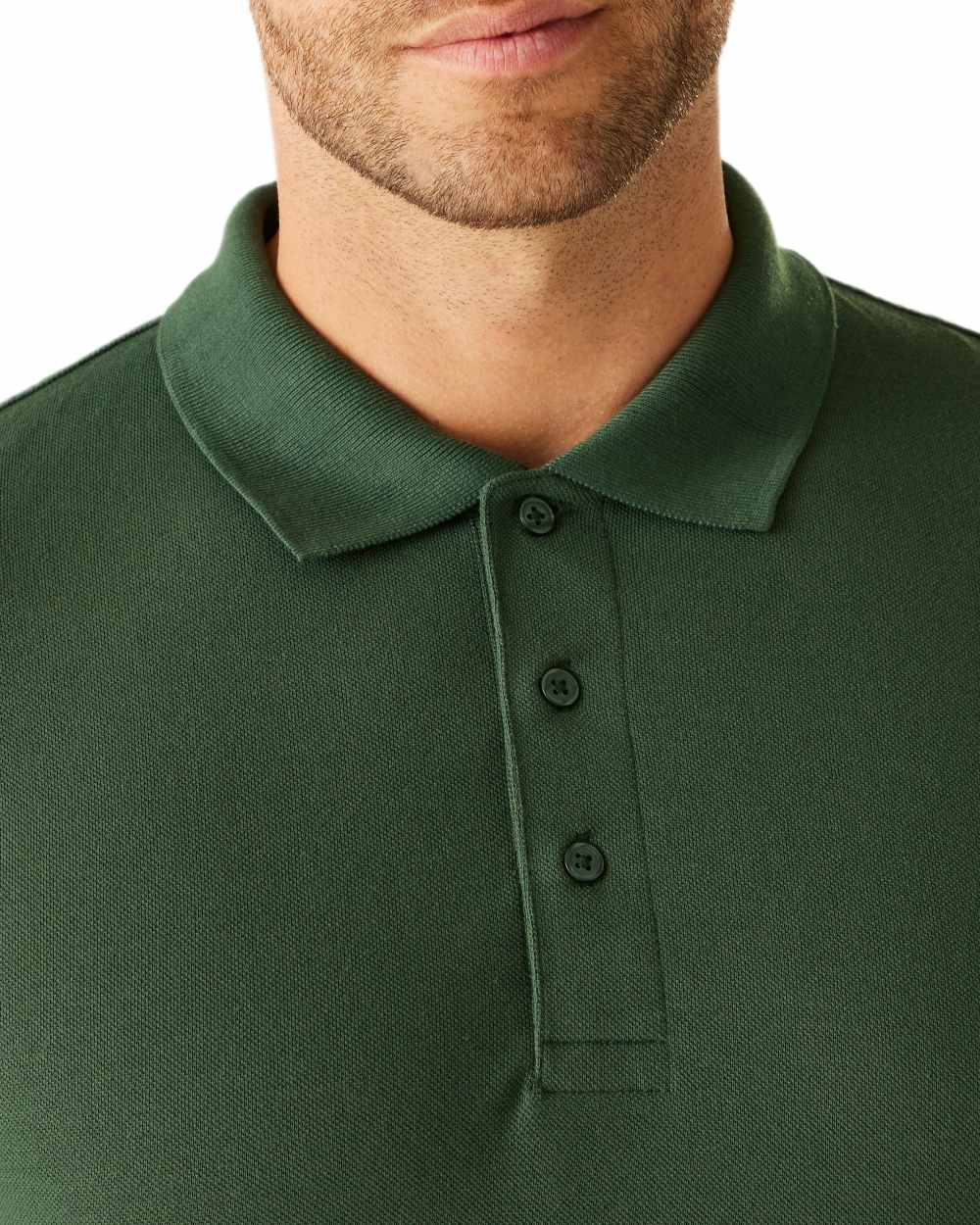 Dark Green coloured Regatta Professional Mens 65/35 Long Sleeves Polo Top on white background 