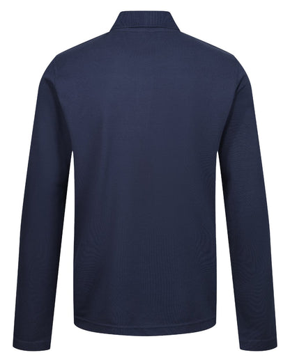 Navy coloured Regatta Professional Mens 65/35 Long Sleeves Polo Top on white background 