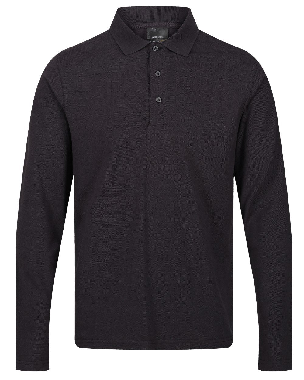 Seal Grey coloured Regatta Professional Mens 65/35 Long Sleeves Polo Top on white background 