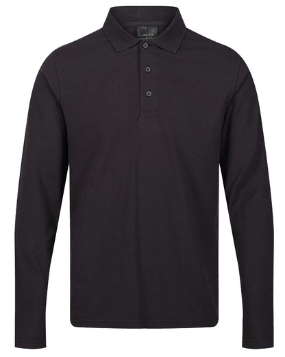Seal Grey coloured Regatta Professional Mens 65/35 Long Sleeves Polo Top on white background 