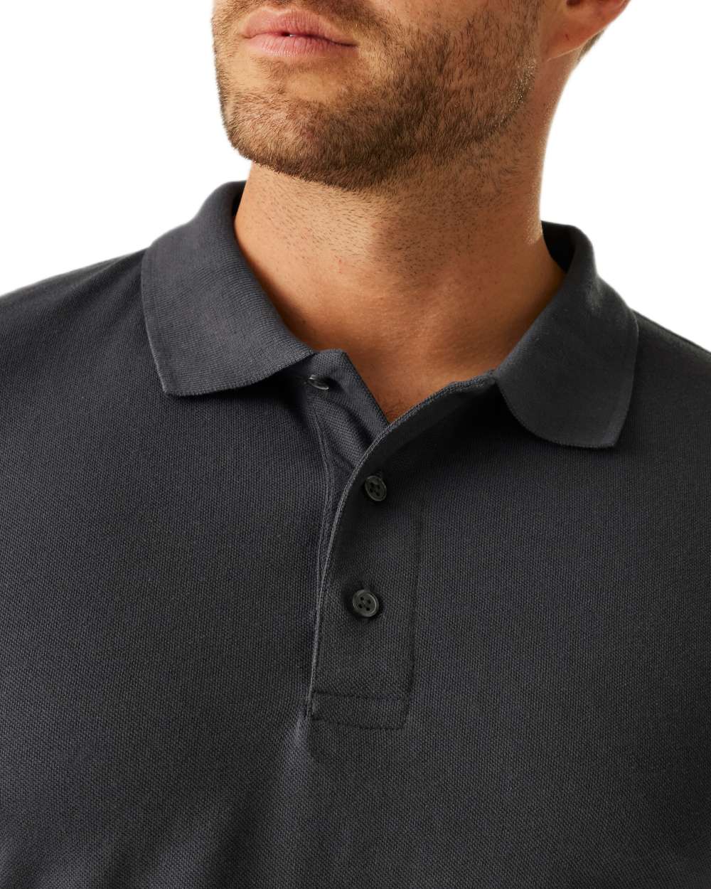 Seal Grey coloured Regatta Professional Mens 65/35 Long Sleeves Polo Top on white background 