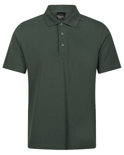 Dark Green coloured Regatta Professional Mens 65/35 Short Sleeves Polo Top on white background 