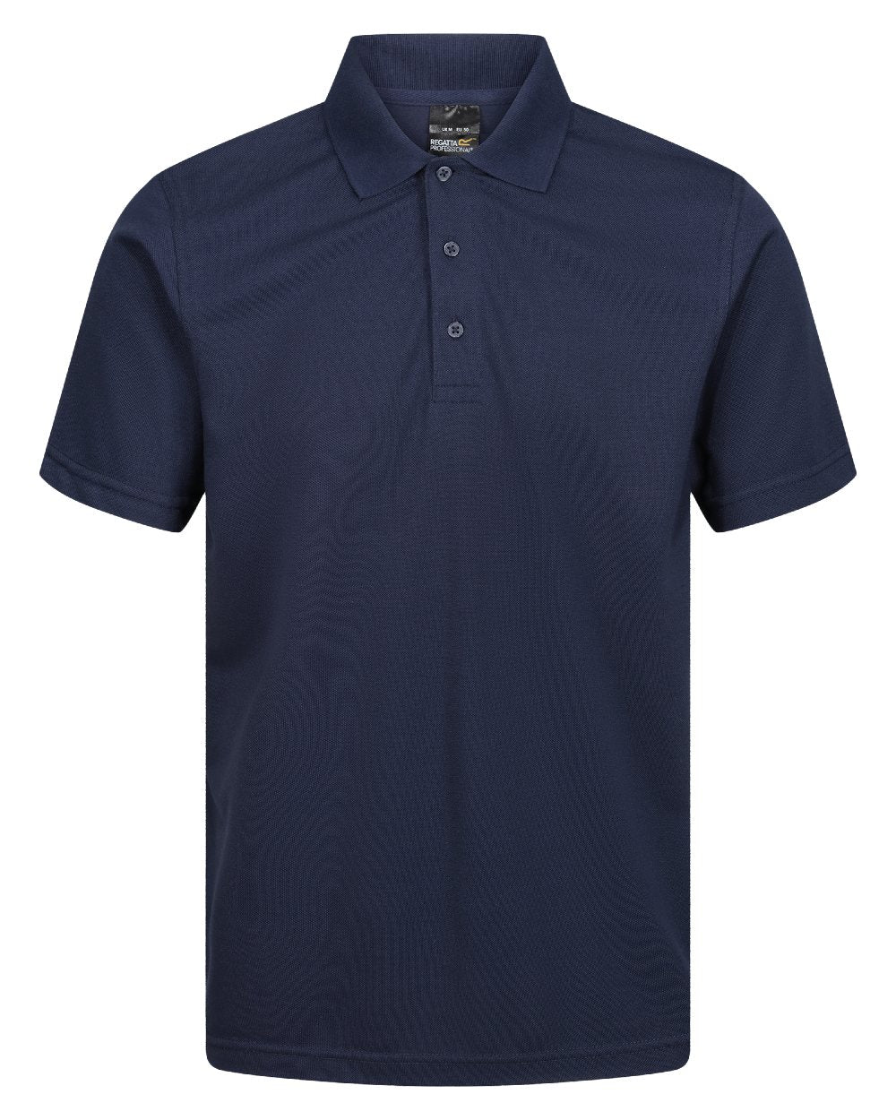 Navy coloured Regatta Professional Mens 65/35 Short Sleeves Polo Top on white background 