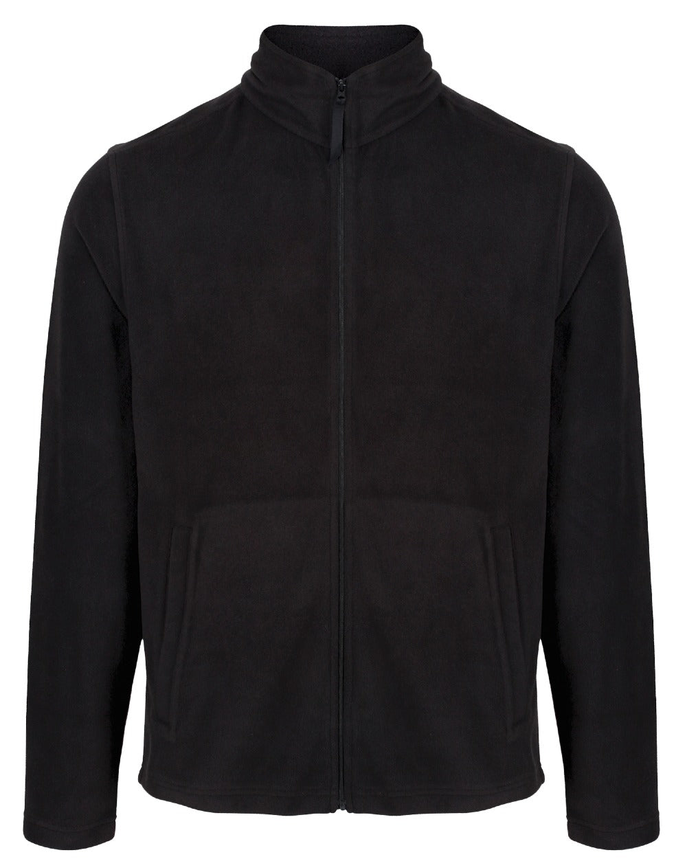 Black coloured Regatta Professional Mens Classic Full Zip Lightweight Microfleece Jacket on white background 