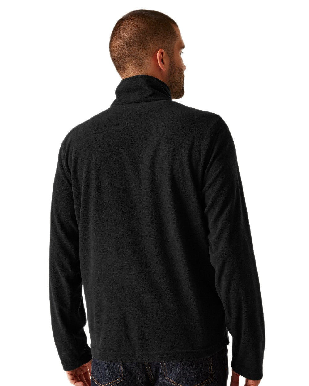 Black coloured Regatta Professional Mens Classic Full Zip Lightweight Microfleece Jacket on white background 