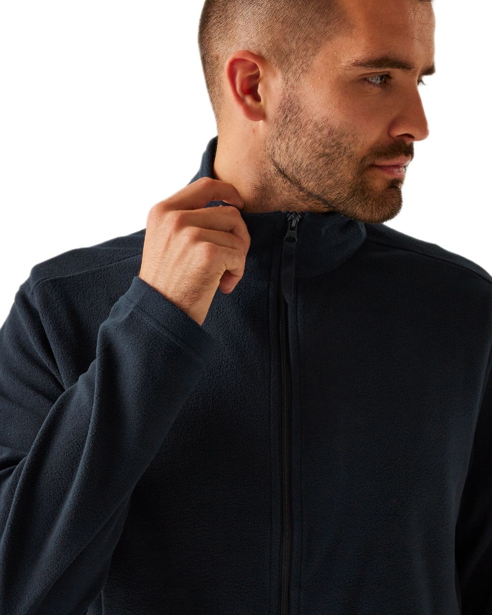 Dark Navy coloured Regatta Professional Mens Classic Full Zip Lightweight Microfleece Jacket on white background 