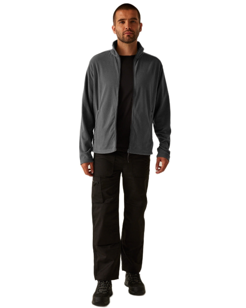 Seal Grey coloured Regatta Professional Mens Classic Full Zip Lightweight Microfleece Jacket on white background 