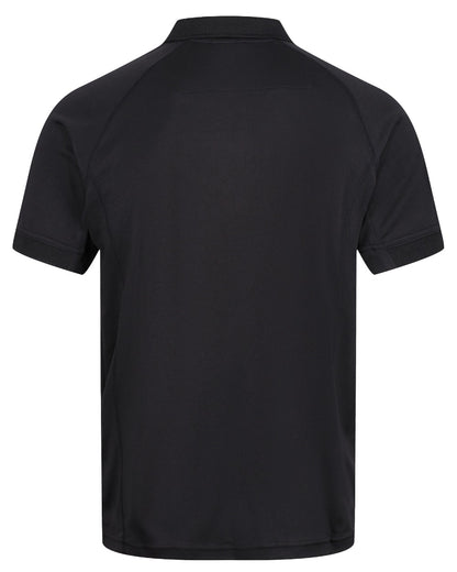 Black coloured Regatta Professional Mens Coolweave Wicking Polo Shirt on white background 