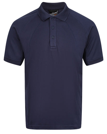 Navy coloured Regatta Professional Mens Coolweave Wicking Polo Shirt on white background 