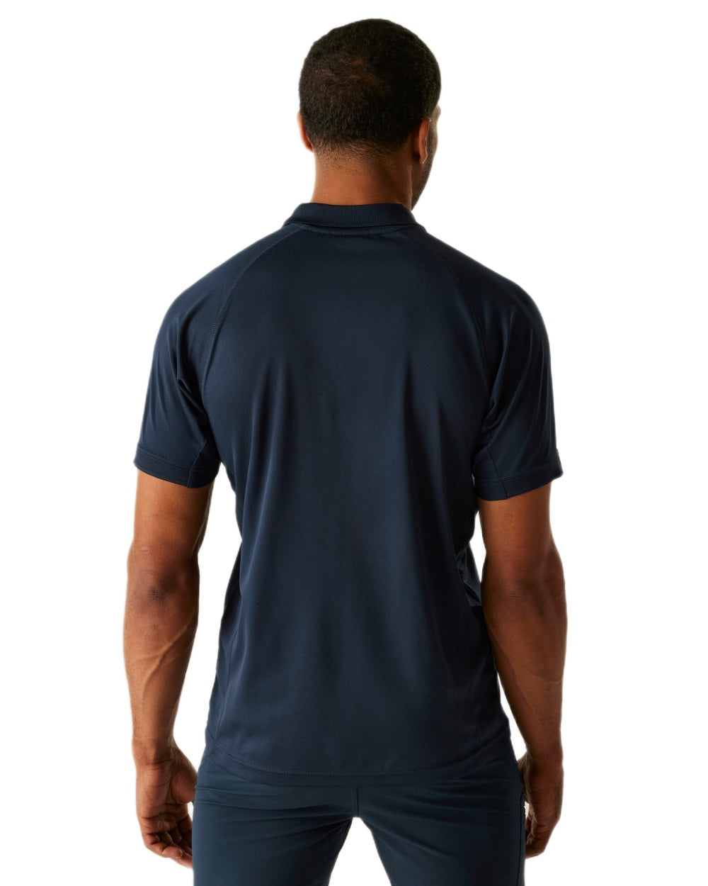 Navy coloured Regatta Professional Mens Coolweave Wicking Polo Shirt on white background 