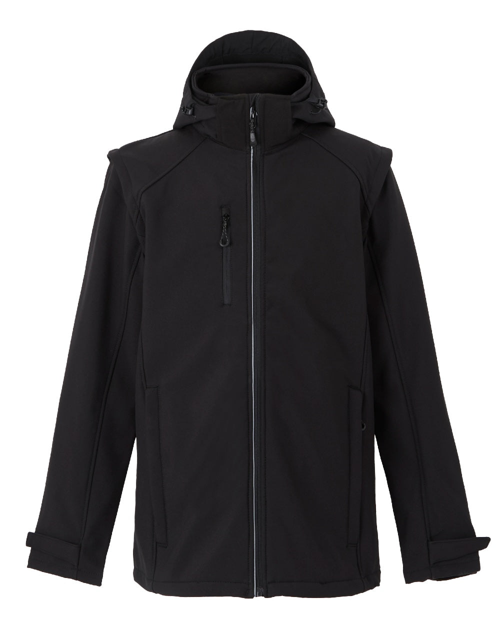 Black coloured Regatta Professional Mens Erasmus 4 In 1 Softshell Jacket on white background 