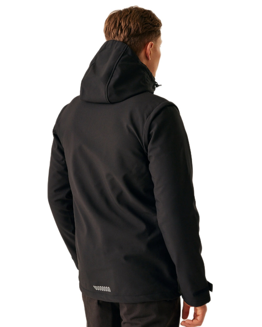 Black coloured Regatta Professional Mens Erasmus 4 In 1 Softshell Jacket on white background 