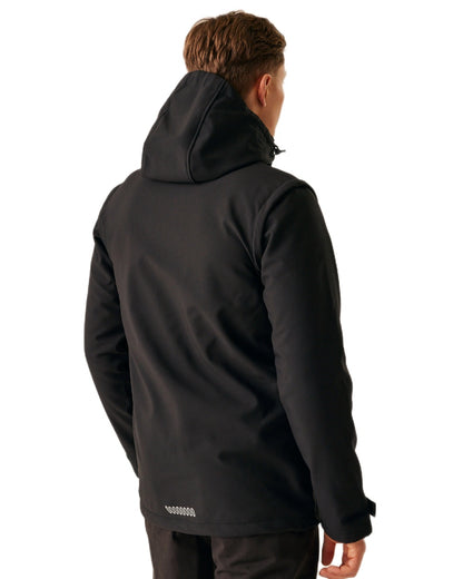 Black coloured Regatta Professional Mens Erasmus 4 In 1 Softshell Jacket on white background 