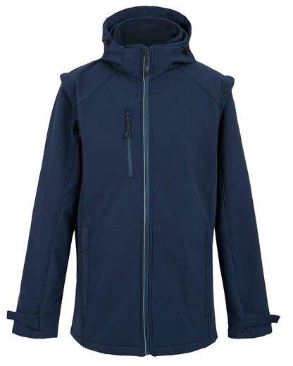Navy coloured Regatta Professional Mens Erasmus 4 In 1 Softshell Jacket on white background 