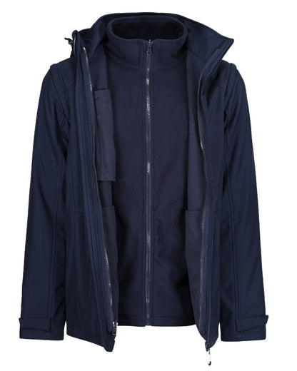 Navy coloured Regatta Professional Mens Erasmus 4 In 1 Softshell Jacket on white background 