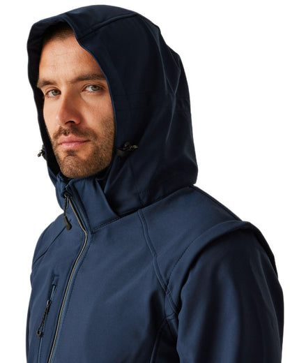 Navy coloured Regatta Professional Mens Erasmus 4 In 1 Softshell Jacket on white background 